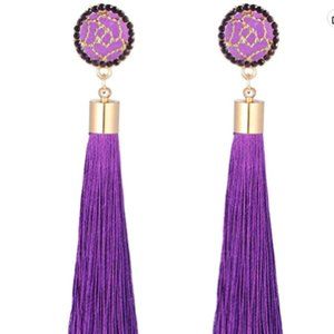 3 for $25 Purple Rose Flower Tassel Earrings
